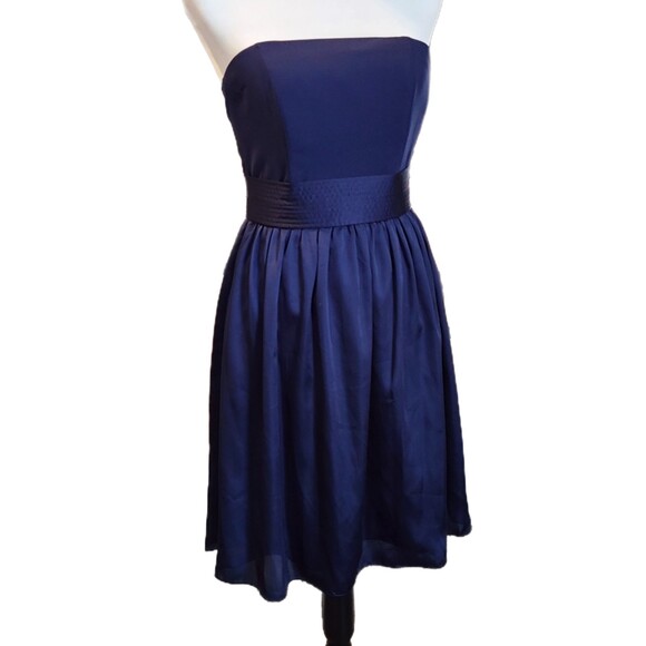 Vera Wang NWT $159 Marine Blue Satin Strapless Fit & Flare Formal Dress, Size 2 - Picture 2 of 8